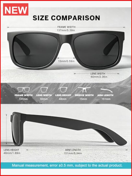 Polarized Sunglasses 3-Pack Rectangular Full Frame UV Protection main image 4